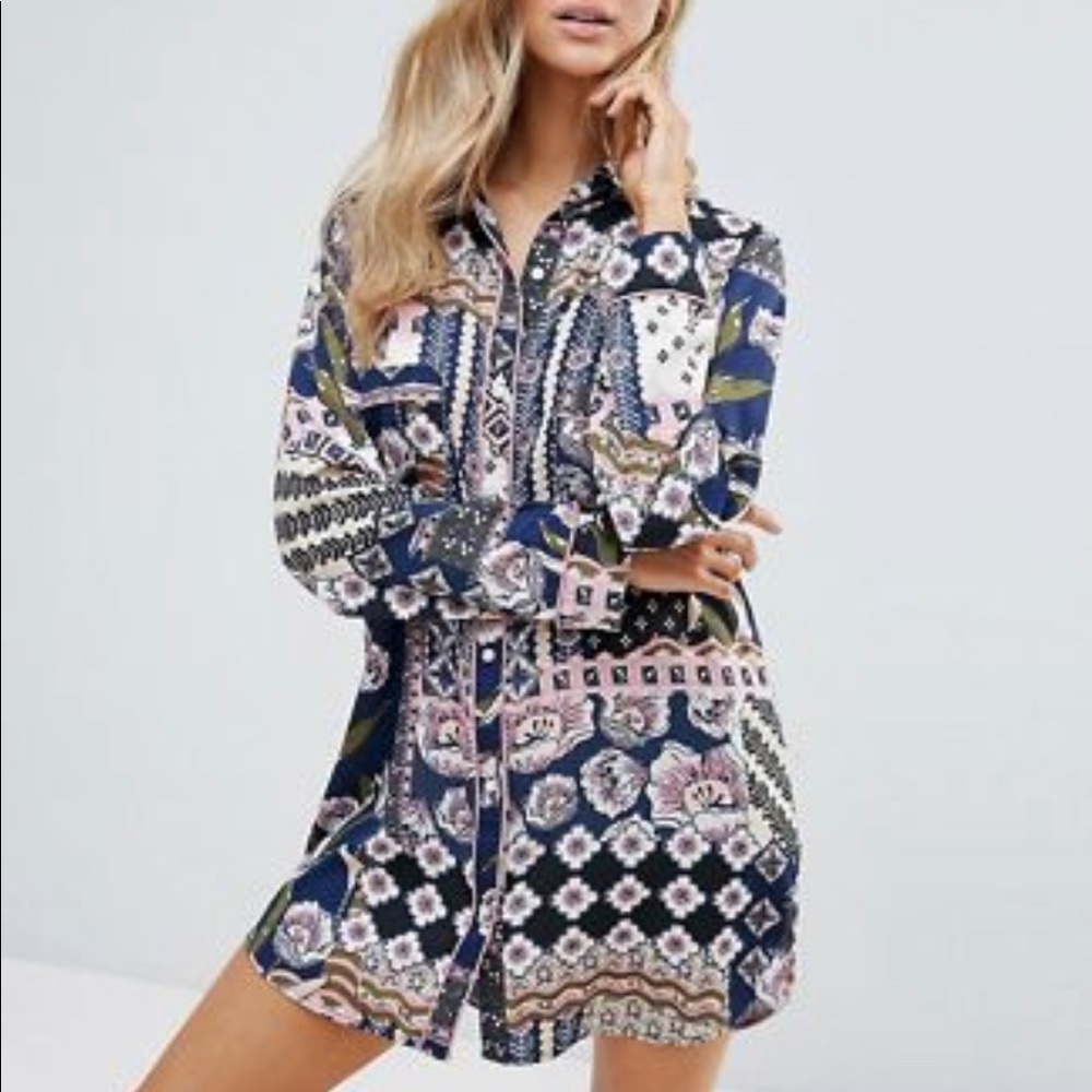 Tribal print pajama style top